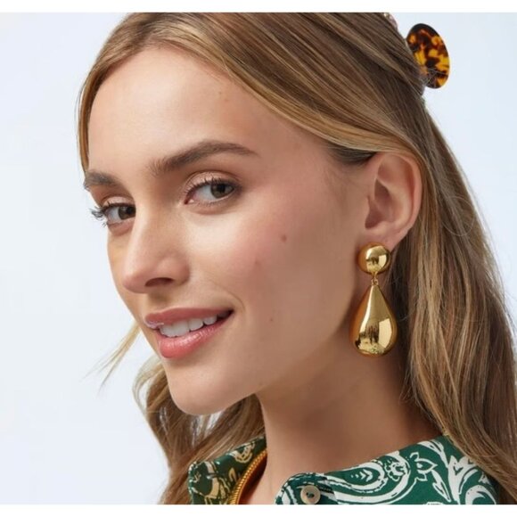 Lele Sadoughi Small Dome Teardrop Earrings in Gold New Womens Dangle Drop - Picture 10 of 11